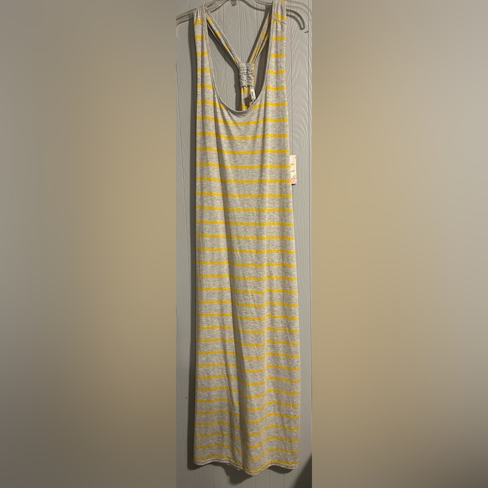 NWT Yellow And Gray Striped  Sleeveless Summer Dress Size XL